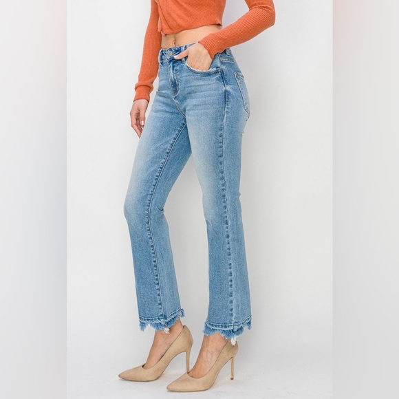 RISEN RDP5636 HIGH RISE DISTRESSED STRAIGHT FIT JEANS - Picture 5 of 7